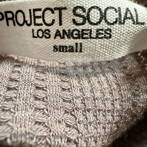 NWT Project Social T Women’s Thermal Waffle Long Sleeve Off Shoulder Mauve - SM - Picture 7 of 11